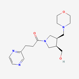 molecular formula C17H26N4O3 B5630460 1-[(3R,4R)-3-(hydroxymethyl)-4-(morpholin-4-ylmethyl)pyrrolidin-1-yl]-3-pyrazin-2-ylpropan-1-one 