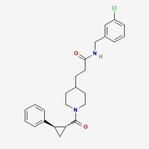 molecular formula C25H29ClN2O2 B5630632 N-[(3-chlorophenyl)methyl]-3-[1-[(1R,2R)-2-phenylcyclopropanecarbonyl]piperidin-4-yl]propanamide 