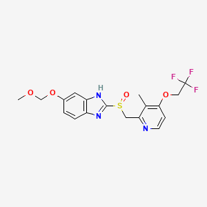 molecular formula C18H18F3N3O4S B563072 2-[[[3-Methyl-4-(2,2,2-trifluoroethoxy)-2-pyridyl]methyl]sulfinyl]-5-methoxy-O- methyl-1H-benzimidazole CAS No. 1184993-29-0