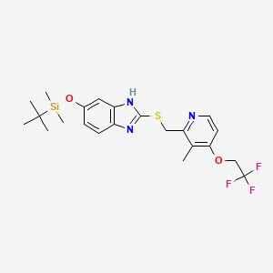 molecular formula C22H28F3N3O2SSi B563074 2-[[[3-Methyl-4-(2,2,2-trifluoroethoxy)-2-pyridyl]methyl]thio]-5-(tert-butyldimethylsilyloxy)-1H-benzimidazole CAS No. 1076198-62-3