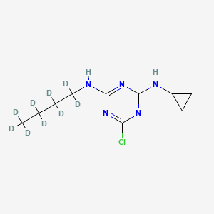 molecular formula C10H16ClN5 B563090 2-(n-Butyl-d9-amino)-4-chloro-6-cyclopropylamino-1,3,5-triazine CAS No. 1189997-37-2
