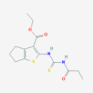 molecular formula C14H18N2O3S2 B5631126 ETHYL 2-{[(PROPIONYLAMINO)CARBOTHIOYL]AMINO}-5,6-DIHYDRO-4H-CYCLOPENTA[B]THIOPHENE-3-CARBOXYLATE 