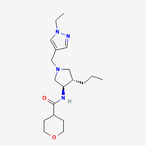 molecular formula C19H32N4O2 B5631344 N-[(3R,4S)-1-[(1-ethylpyrazol-4-yl)methyl]-4-propylpyrrolidin-3-yl]oxane-4-carboxamide 