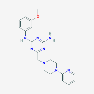 molecular formula C20H24N8O B5631994 N-(3-methoxyphenyl)-6-{[4-(pyridin-2-yl)piperazin-1-yl]methyl}-1,3,5-triazine-2,4-diamine 