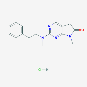molecular formula C16H19ClN4O B056320 6H-Pyrrolo(2,3-d)pyrimidin-6-one, 5,7-dihydro-7-methyl-2-(methyl(2-phenylethyl)amino)-, monohydrochloride CAS No. 122113-27-3