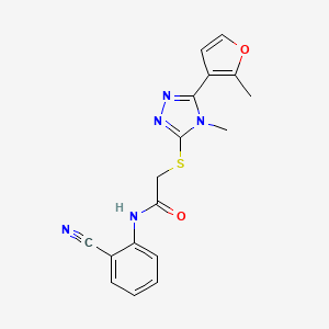 molecular formula C17H15N5O2S B5632099 N-(2-CYANOPHENYL)-2-{[4-METHYL-5-(2-METHYL-3-FURYL)-4H-1,2,4-TRIAZOL-3-YL]SULFANYL}ACETAMIDE 