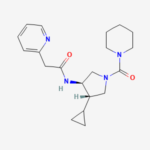 molecular formula C20H28N4O2 B5632351 N-[(3R,4S)-4-cyclopropyl-1-(piperidine-1-carbonyl)pyrrolidin-3-yl]-2-pyridin-2-ylacetamide 