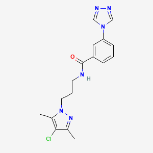 molecular formula C17H19ClN6O B5632815 N-[3-(4-chloro-3,5-dimethylpyrazol-1-yl)propyl]-3-(1,2,4-triazol-4-yl)benzamide 