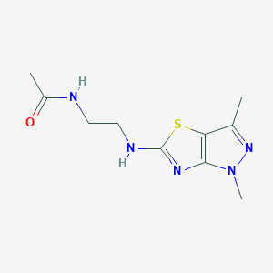 molecular formula C10H15N5OS B5632928 N-{2-[(1,3-dimethyl-1H-pyrazolo[3,4-d][1,3]thiazol-5-yl)amino]ethyl}acetamide 
