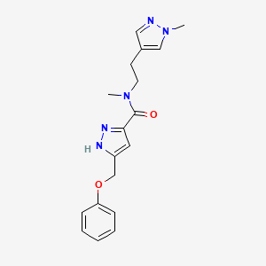 molecular formula C18H21N5O2 B5632940 N-methyl-N-[2-(1-methylpyrazol-4-yl)ethyl]-5-(phenoxymethyl)-1H-pyrazole-3-carboxamide 
