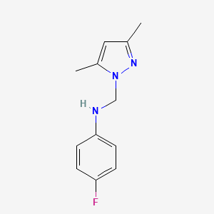 molecular formula C12H14FN3 B5632941 N-[(3,5-dimethylpyrazol-1-yl)methyl]-4-fluoroaniline 