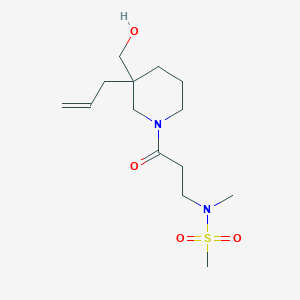 molecular formula C14H26N2O4S B5633257 N-{3-[3-allyl-3-(hydroxymethyl)-1-piperidinyl]-3-oxopropyl}-N-methylmethanesulfonamide 
