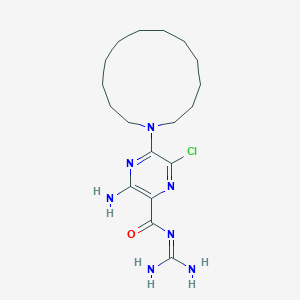 molecular formula C18H30ClN7O B056334 3-Amino-N-aminoiminomethyl-5-azacyclotridec-1-yl-6-chloropyrazinecarboxamide CAS No. 115087-91-7