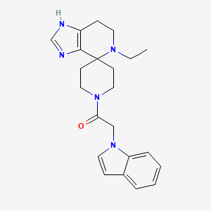 molecular formula C22H27N5O B5633451 5-ethyl-1'-(1H-indol-1-ylacetyl)-1,5,6,7-tetrahydrospiro[imidazo[4,5-c]pyridine-4,4'-piperidine] 