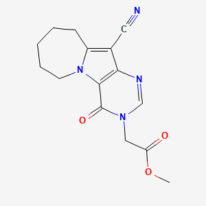 molecular formula C15H16N4O3 B5633698 methyl 2-(8-cyano-3-oxo-1,4,6-triazatricyclo[7.5.0.02,7]tetradeca-2(7),5,8-trien-4-yl)acetate 