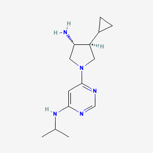 molecular formula C14H23N5 B5633757 6-[(3R*,4S*)-3-amino-4-cyclopropylpyrrolidin-1-yl]-N-isopropylpyrimidin-4-amine 