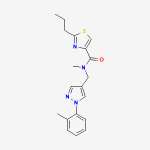 molecular formula C19H22N4OS B5633859 N-methyl-N-{[1-(2-methylphenyl)-1H-pyrazol-4-yl]methyl}-2-propyl-1,3-thiazole-4-carboxamide 