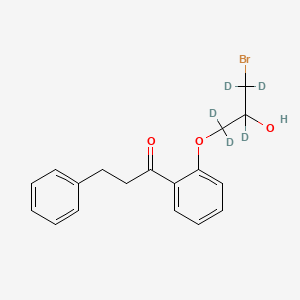 molecular formula C18H19BrO3 B563402 1-[2-(3-Bromo-2-hydroxypropoxy)phenyl]-3-phenyl-1-propanone-d5 CAS No. 1189662-52-9