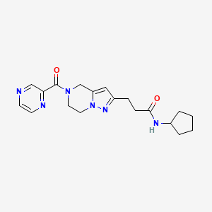 molecular formula C19H24N6O2 B5634177 N-cyclopentyl-3-[5-(2-pyrazinylcarbonyl)-4,5,6,7-tetrahydropyrazolo[1,5-a]pyrazin-2-yl]propanamide 