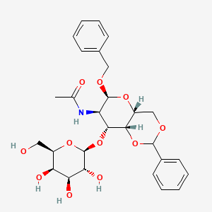 molecular formula C28H35NO11 B563441 N-[(4aR,6S,7R,8R,8aR)-2-phenyl-6-phenylmethoxy-8-[(2R,3R,4S,5R,6R)-3,4,5-trihydroxy-6-(hydroxymethyl)oxan-2-yl]oxy-4,4a,6,7,8,8a-hexahydropyrano[3,2-d][1,3]dioxin-7-yl]acetamide CAS No. 90754-58-8