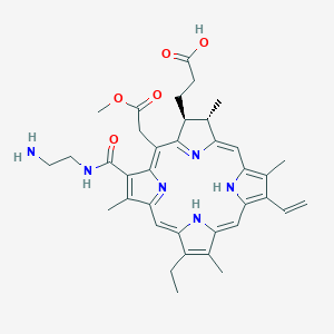 molecular formula C37H44N6O5 B056347 3-[(2S,3S)-18-(2-Aminoethylcarbamoyl)-8-ethenyl-13-ethyl-20-(2-methoxy-2-oxoethyl)-3,7,12,17-tetramethyl-2,3,22,23-tetrahydroporphyrin-2-yl]propanoic acid CAS No. 114849-41-1