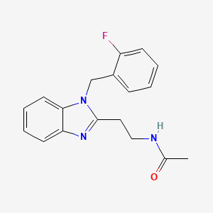 molecular formula C18H18FN3O B5634802 N-(2-{1-[(2-FLUOROPHENYL)METHYL]-1H-13-BENZODIAZOL-2-YL}ETHYL)ACETAMIDE 