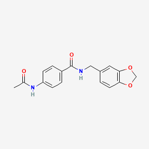 molecular formula C17H16N2O4 B5634848 N-[(2H-1,3-BENZODIOXOL-5-YL)METHYL]-4-ACETAMIDOBENZAMIDE 