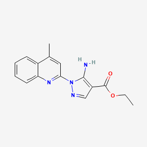 molecular formula C16H16N4O2 B5634852 ethyl 5-amino-1-(4-methylquinolin-2-yl)-1H-pyrazole-4-carboxylate 