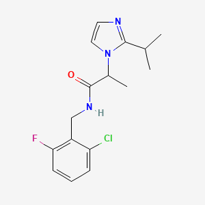 molecular formula C16H19ClFN3O B5635092 N-(2-chloro-6-fluorobenzyl)-2-(2-isopropyl-1H-imidazol-1-yl)propanamide 