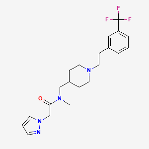 molecular formula C21H27F3N4O B5635176 N-methyl-2-pyrazol-1-yl-N-[[1-[2-[3-(trifluoromethyl)phenyl]ethyl]piperidin-4-yl]methyl]acetamide 
