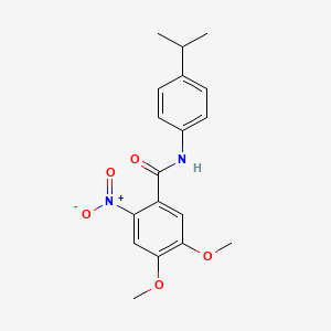 molecular formula C18H20N2O5 B5635276 4,5-dimethoxy-2-nitro-N-[4-(propan-2-yl)phenyl]benzamide 
