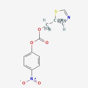 molecular formula C11H8N2O5S B563566 Thiazolylmethyl-4-nitrophenylcarbonate-13C3 CAS No. 1189969-30-9