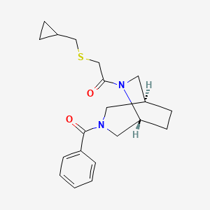 molecular formula C20H26N2O2S B5635680 1-[(1S,5R)-3-benzoyl-3,6-diazabicyclo[3.2.2]nonan-6-yl]-2-(cyclopropylmethylsulfanyl)ethanone 