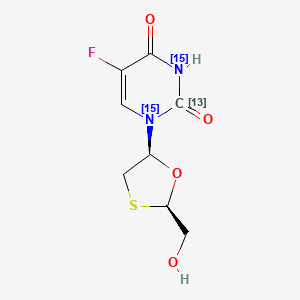molecular formula C8H9FN2O4S B563633 cis 5-Fluoro-1-[2-(hydroxymethyl)-1,3-oxathiolan-5-yl]-2,4(1H,3H)-pyrimidinedione-13C,15N2 CAS No. 1217728-33-0