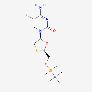 molecular formula C14H24FN3O3SSi B563638 4-Amino-1-((2R,5S)-2-((tert-butyldimethylsilyloxy)methyl)-1,3-oxathiolan-5-YL)-5-fluoropyrimidin-2(1H)-one CAS No. 1365246-84-9