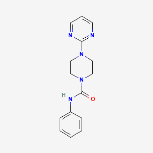 molecular formula C15H17N5O B5636999 N-phenyl-4-(2-pyrimidinyl)tetrahydro-1(2H)-pyrazinecarboxamide 