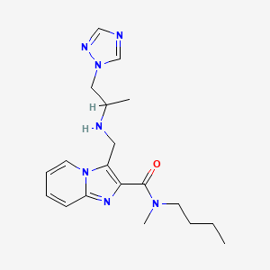 molecular formula C19H27N7O B5637130 N-butyl-N-methyl-3-[[1-(1,2,4-triazol-1-yl)propan-2-ylamino]methyl]imidazo[1,2-a]pyridine-2-carboxamide 
