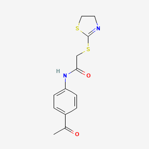 molecular formula C13H14N2O2S2 B5637196 N-(4-acetylphenyl)-2-(4,5-dihydro-1,3-thiazol-2-ylsulfanyl)acetamide 