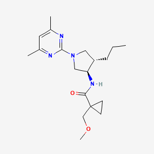 molecular formula C19H30N4O2 B5637294 N-[(3R,4S)-1-(4,6-dimethylpyrimidin-2-yl)-4-propylpyrrolidin-3-yl]-1-(methoxymethyl)cyclopropane-1-carboxamide 