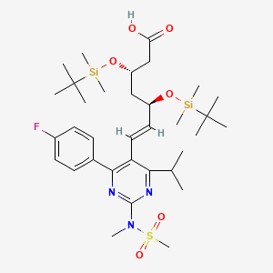 molecular formula C34H56FN3O6SSi2 B563751 (3S,5R,6E)-3,5-Bis{[tert-butyl(dimethyl)silyl]oxy}-7-[4-(4-fluorophenyl)-2-[(methanesulfonyl)(methyl)amino]-6-(propan-2-yl)pyrimidin-5-yl]hept-6-enoic acid CAS No. 1353050-10-8