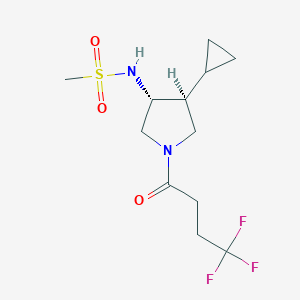 molecular formula C12H19F3N2O3S B5637888 N-[(3R,4S)-4-cyclopropyl-1-(4,4,4-trifluorobutanoyl)pyrrolidin-3-yl]methanesulfonamide 
