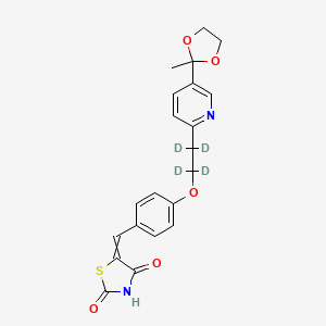 molecular formula C21H20N2O5S B563789 5-[4-[2-[5-(2-Methyl-1,3-dioxolan-2-yl)-2-pyridyl]ethoxy-d4]benzylidene]-2,4-thiazolidinedione CAS No. 1185247-50-0
