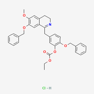 molecular formula C34H34ClNO6 B563805 7-Benzyloxy-1-(4-benzyloxy-3-ethoxycarbonyloxybenzyl)-6-methoxy-3,4-dihydroisoquinoline hydrochloride CAS No. 62744-14-3