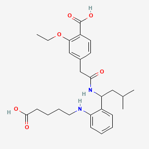 molecular formula C27H36N2O6 B563816 2-Despiperidyl-2-(5-carboxypentylamine) Repaglinide CAS No. 874908-12-0