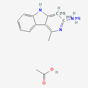 molecular formula C14H15N3O2 B563857 3-Amino-1-methyl-5H-pyrido[4,3-b]indole-13C2,15N Acetate CAS No. 1216852-93-5