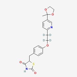 molecular formula C21H22N2O5S B563868 5-[4-[2-[5-(2-Methyl-1,3-dioxolan-2-yl)-2-pyridinyl]ethoxy-d4]benzyl]-2,4-thiazolidinedione CAS No. 1189460-98-7