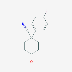 molecular formula C13H12FNO B056388 4-Cyano-4-(4-fluorophenyl)cyclohexanone CAS No. 56326-98-8