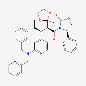 molecular formula C38H40N2O5 B563886 (4R)-3-[(2S,3S)-3-[3-(Dibenzylamino)phenyl]-2-(2-methyl-1,3-dioxolan-2-yl)pentanoyl]-4-phenyl-1,3-oxazolidin-2-one CAS No. 188559-29-7