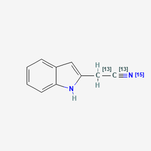 molecular formula C10H8N2 B563898 Indole-2-acetonitrile-13C2, 15N CAS No. 1215399-01-1