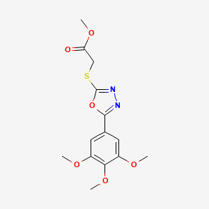 molecular formula C14H16N2O6S B5638997 METHYL 2-{[5-(3,4,5-TRIMETHOXYPHENYL)-1,3,4-OXADIAZOL-2-YL]SULFANYL}ACETATE 